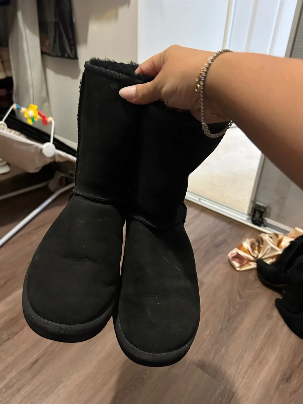 UGG Kids Black Classic Short Shearling Boots